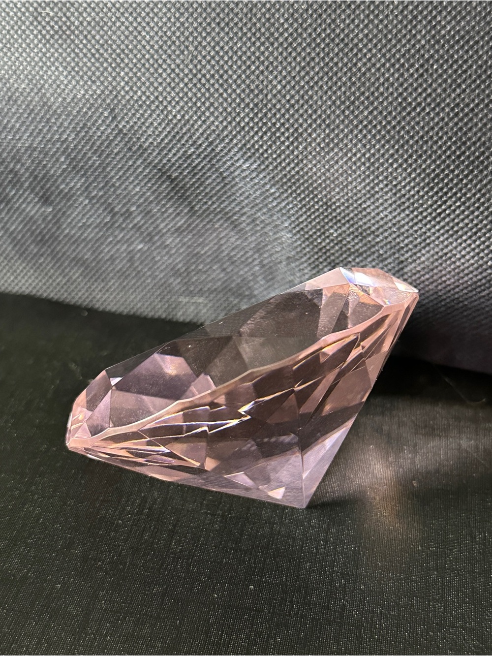 Large Decorative Pink Crystal Faceted Diamond Accent or Paperweight